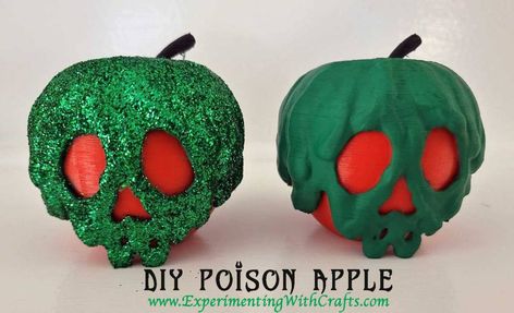 Diy Poison Apple Decoration, Poison Apple Halloween Decor, Poison Apple Diy, Diy Poison Apple, Apple Mason Jar, Snow White Poison Apple, Diy Apple, Glue Painting, The Poison