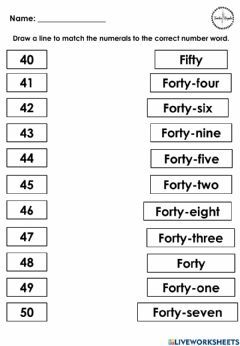 Numbers 1 To 50 Worksheet, Counting In Words Worksheet, Numbers To 50 Worksheet, Maths Worksheet For Class 2 Number Names, Maths Worksheet For Class 1 Number Names, Number Names 1-50 Worksheet, Number System Worksheets, Missing Numbers 1-30 Worksheets, Missing Numbers 1-100 Worksheet