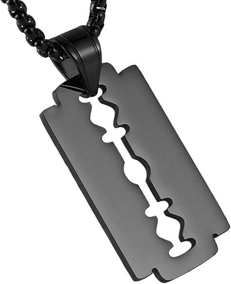 HZMAN Mens Stainless Steel Razor Blade Model Dog Tag Pendant Hip Hop Necklace,22+2" Chain | Amazon.com Hip Hop Necklace, Dog Tag Pendant, Cheap Necklaces, Razor Blade, Pretty Pendant, Chain Extenders, Boyfriend Birthday, Stainless Steel Pendant, Metal Charm