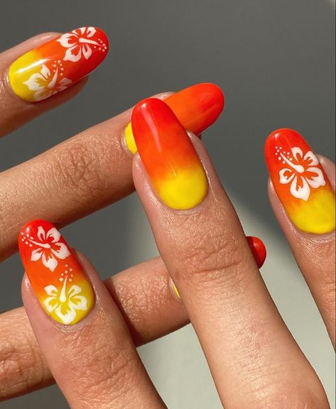 Ny Nails, Orange Nail Art, Sunset Nails, Makeup Nails Art, Tropical Nails, Cute Simple Nails, Minimal Nails, Vacation Nails, Nails Desing