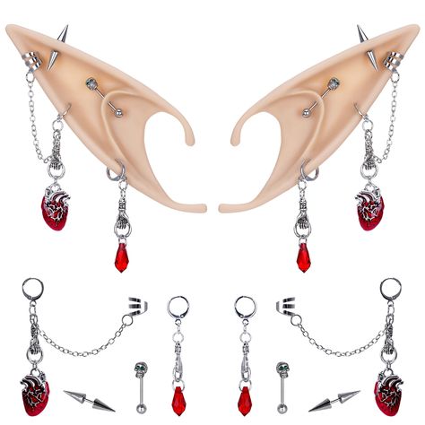 PRICES MAY VARY. [Gothic Elf Ears with Piercings]: Our Gothic fairy elf ear cuffs are 100% handcrafted and durable, With its superior material, light and durable, this exquisite elf cuffs offer you a comfortable w experience. These fantasy Gothic fairy elf ears are suitable for everyone who looks for beauty [Elf Ears Cosplay]: These gorgeous fairy elf ears with cuffs are extremely luxurious looking and beautifully accents virtually any style. And can provide a fantasy fairy-like atmosphere for y Elf Ears Piercing, Elf Earings, Elf Ears With Piercings, Ears With Piercings, Elf Ears Cosplay, Gothic Elf, Elf Earrings, Ears Cosplay, Elf Jewelry