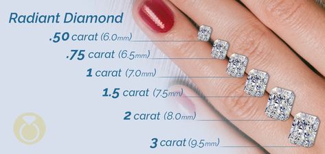 Diamond Earring Size Chart, Radiant Carat Size Comparison, Radiant Diamond Size Chart, Radiant Cut Carat Sizes, Radiant Engagement Ring 1 Carat, Diamond Size Chart On Hand, 1 5 Carat Radiant Engagement Ring, Carat Sizes On Hand, Engagement Ring Carat Size