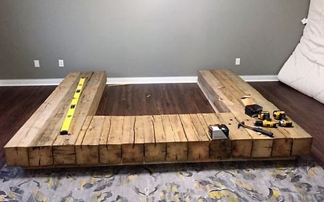 The Epic Barn Beam Bed Frame! — APS Design Beam Bed Frame, Beam Bed, Wood Bed Frame Diy, Rustic Bed Frame, Bed Frame Design, Wooden Bed Design, Diy Bed Frame, Dekorasi Kamar Tidur, Rustic Bedding