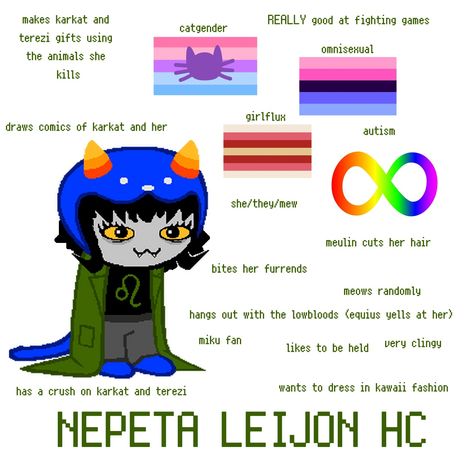 nepeta leijon homestuck hc Homestuck Nepeta And Equius, Homestuck Trickster Trolls, Homestuck Headcanons, Homestuck Nepeta, Homestuck Kismesis, Nepeta Leijon, Homestuck Stabdads, Homestuck Hemospectrum, Homestuck Trolls