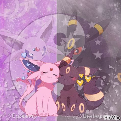 Espeon and umbreon Espeon Gif, Espeon X Umbreon, Umbreon X Espeon, Espeon And Umbreon, Umbreon And Espeon, Eevee Evolutions, So Silly, Montage Photo, Cute Gif