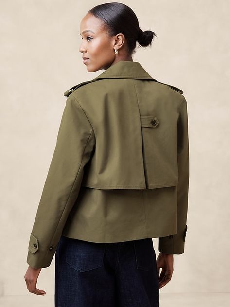 Oversized Short Trench Coat | Banana Republic Factory Short Trench Coat Outfit, Short Trench Coat, Trench Coat Outfit, Long Trench, Long Trench Coat, The Warrior, Banana Republic Factory, Notch Collar, Coat Outfits