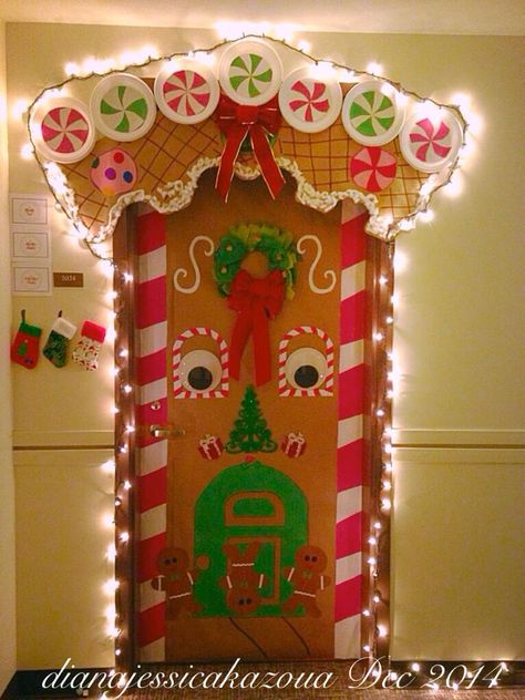 Gingerbread House Door Decorating!                                                                                                                                                                                 More Gingerbread Camper, Christmas Door Decorating, Decorated Doors, Christmas Doors, Holiday Door Decorations, Christmas Door Decorating Contest, Christmas Classroom Door, Christmas Door Decoration, School Door Decorations