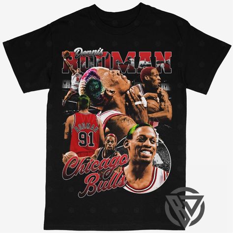 Beyond Dope   Dennis Rodman Tee Shirt Chicago Bulls NBA Basketball (V2) Dennis Rodman Vintage Shirt, Vintage Basketball Shirt, Basketball Reference, Rap Clothes, Bootleg Tshirt, Bootleg Design, Best Jersey, Brand Tshirt, Nba Outfit