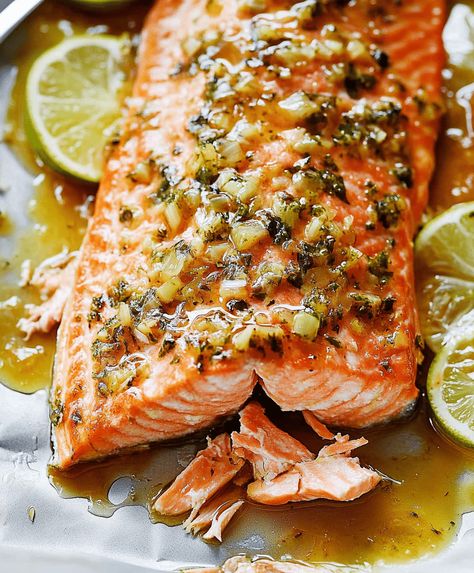 Baked Honey Lime Garlic Butter Salmon Recipe Shrimp And Sausage Gumbo, Hamburger Potato Casserole, Creamy Chicken Tortilla Soup, Savory Recipe, Garlic Butter Salmon, Sausage Gumbo, Chicken Tortillas Soups Recipe, Butter Salmon, Gumbo Recipe