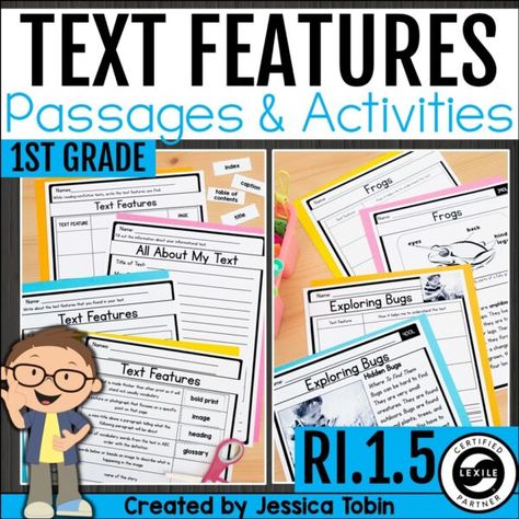 Engage your students with this comprehensive Text Features Unit! Includes worksheets, anchor charts, and fun activities to help teach nonfiction text structures. Perfect for elementary classrooms, this resource simplifies text features with hands-on learning tools. Ideal for teachers looking for text features worksheets and anchor charts! Text Features First Grade, Text Features Worksheet, Teaching Nonfiction, Nonfiction Text Structure, Text Structures, Nonfiction Text Features, Text Structure, First Grade Activities, Text Back