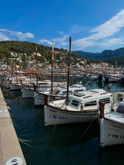 Summer Inspo Aesthetic, Port De Soller Mallorca, Spain Mallorca, Boat Summer, Port De Soller, Spain Aesthetic, Summer Aesthetics, Malaga Spain, Gap Year