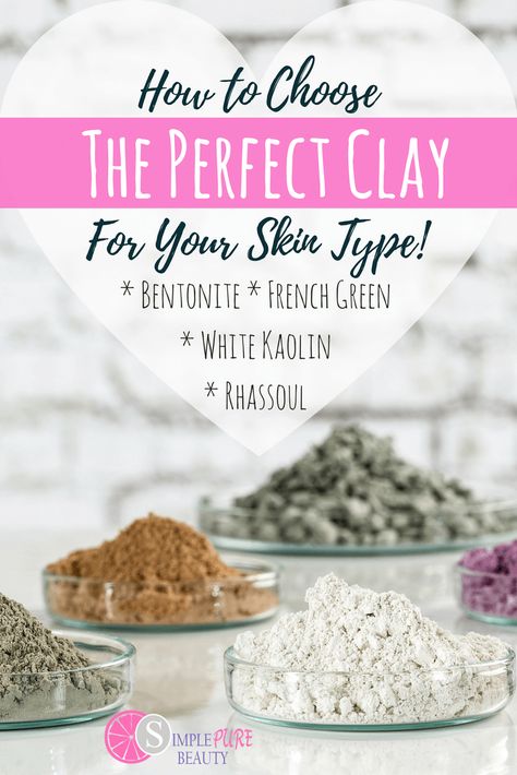 DIY skincare lets you find the perfect products for your needs. Learn about four types of clay and their benefits to make your own clay facial mask. #facemask #diy #skincare #diyfacemasks #bentoniteclay #kaolinclay #frenchgreenclay #rhassoulclay #claymasks #clay #Acne #antiaging Types Of Clay, Make Your Own Clay, French Green Clay, Green Tea Mask, Face Scrub Homemade, Face Mask Recipe, Diy Skincare, Homemade Face Masks, Homemade Face