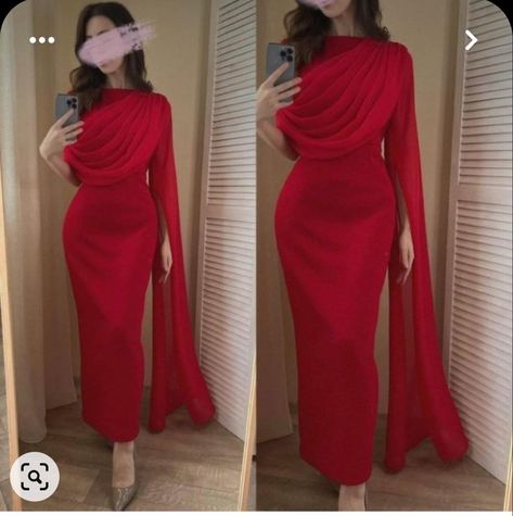 Red Dresses Hijab Soiree, Classy Red Dresses, Unique Modest Dresses, Soiree Dresses For Hijab Classy, Dresses To Wear To A Wedding Hijab, Red Dress Wedding Guest, Red Dress Hijab, Elegant Silk Dresses, Robes Glamour