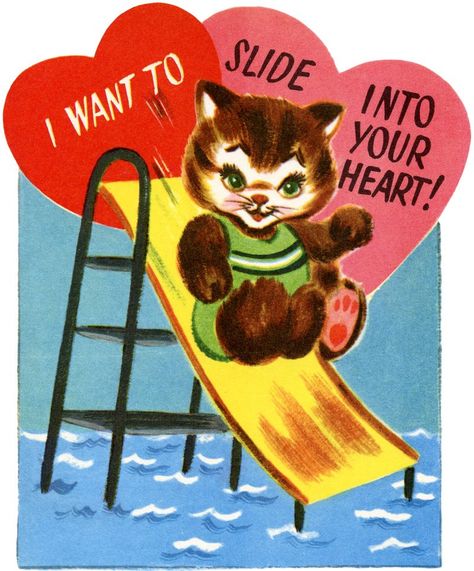 vintage Valentine's Day cards 70s Valentines, Midcentury Graphics, Valentine Image, Valentines Animals, Valentines Graphics, Vegetarian Breakfasts, Valentine Cats, Valentine Activity, Cat Valentines