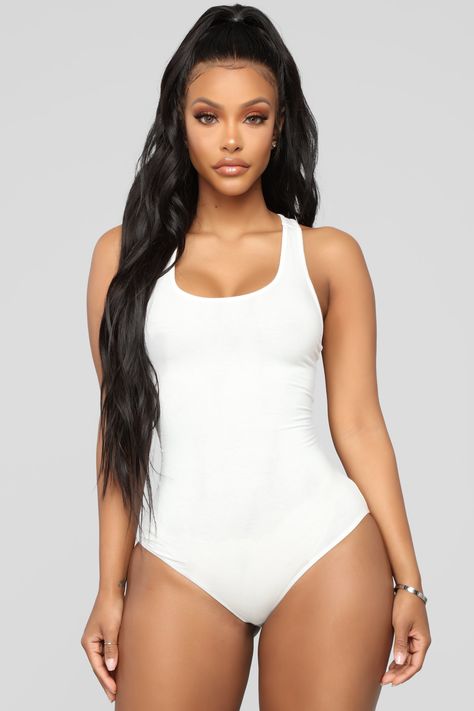 Available In Mauve, Black, Taupe, Heather Grey, Mustard, Red And White Tank Top Bodysuit Sleeveless Cheeky Bottom Snap Closure 60% Cotton 35% Rayon 5% Spandex FINAL SALE Imported | Davina Basic Tank Bodysuit in White size 2X by Fashion Nova Tank Top Bodysuit, Bodysuit White, Tank Bodysuit, Fashion Nova Models, Bodysuit Fashion, White Dresses For Women, Ribbed Bodysuit, Sleeveless Bodysuit, Fashion Nova Jeans