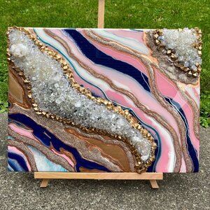 Bexa Boss Designs | Art | Geode Resin 24 X 8 Wood Panel Art Piece Broken Moroccan Geode And Clear Qua | Poshmark Wood Panel Art, Glam Home Decor, Glass Broken, Glitter Wall Art, Glitter Wall, Geode Art, Clear Quartz Point, Fire Glass, Decoration Piece