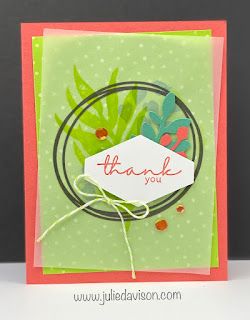 Stampin' Up! Artfully Layered Card with Lovely Layers Vellum & Parakeet Party ~ www.juliedavison.com #stampinup Lovely Layers Vellum Stampin Up Cards, Stampin Up Lovely Layers Vellum Cards, Lovely Layers Vellum, Vellum Cards, Grid Paper, Stamp Projects, Embossed Cards, Free Paper, Color Collection