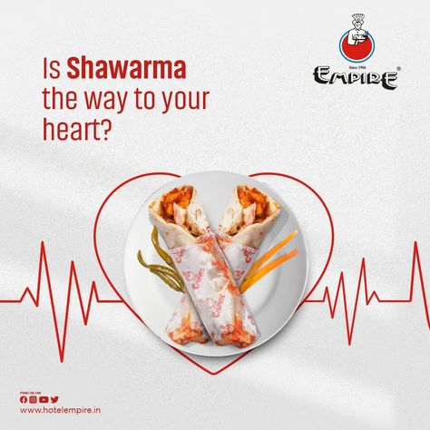 Chicken Shawarma: The superhero of all wraps. Saving you from hunger pangs one bite at a time! #HotelEmpire Hunger Pangs, Chicken Shawarma, First Bite, April 20, Ads Creative, Save Yourself, Chicken, Hotel, On Instagram