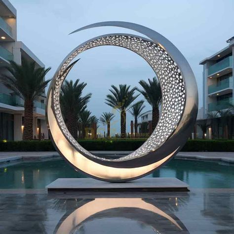 moon sculpture,crescent moon sculpture,moon light sculpture,moon sculptures,metal art sculpture,custom sculpture,large metal sculpture,circle sculpture,hollow sculpture,sculpture design Moon Sculpture Art, Circle Landscape Design, Roundabout Sculpture, Moon Architecture, Circle Sculpture, Moonlight Landscape, Pendent Design, Waterscape Design, Moon Sculpture