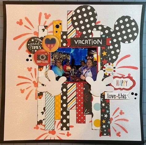 Disney World Scrapbook Ideas, Disneyland Scrapbook Layouts, Disney Scrapbook Ideas, Disneyland Sign, Disneyland Holidays, Boy Scrapbook Layouts, Disney Diy Crafts, Box Frame Art, Scrapbook Disney