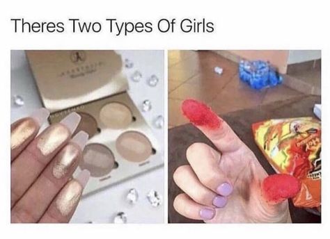 both 🙋🏻‍♀️ Two Types Of Girls, Hot Cheetos, Memes Of The Day, Types Of Girls, Twitter Quotes Funny, Morning Humor, What’s Going On, Funny Me, Funny Posts