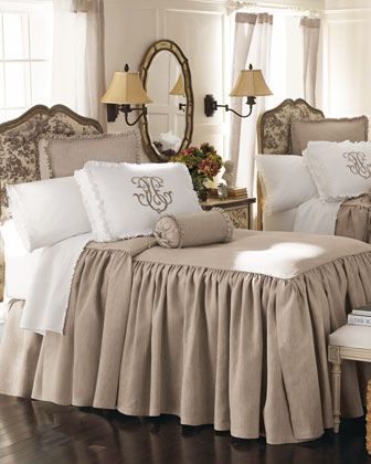 Legacy Bedding from Neiman Marcus French Country Bedrooms, Linen Bedroom, Dreamy Bedrooms, Remodel Bedroom, Beautiful Bedding, White Bedroom, Guest Bedrooms, Beautiful Bedrooms, Guest Bedroom