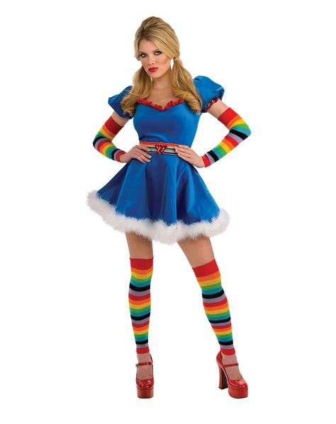 Rainbow brite costume Rainbow Bright Costumes, Best 80s Costumes, Apple Costume, Rainbow Costumes, Mickie James, 80s Costume, Rainbow Bright, Rainbow Brite, Adult Halloween Costumes