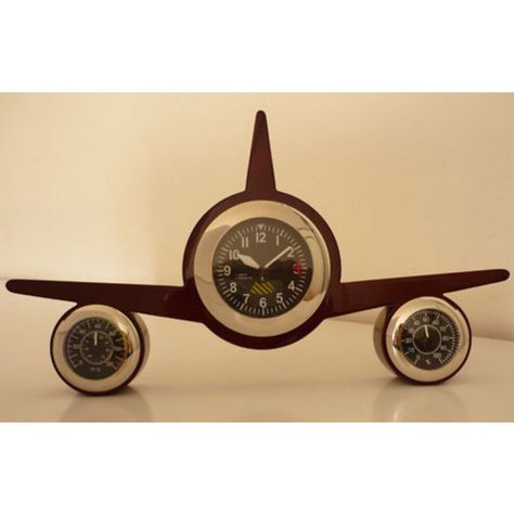 Airplane Clock & Weather Station Aviation Room, Airplane Clock, Airplane Room, Travel Themed Room, Novelty Clocks, Apartment Accessories, Jet Airplane, Aviation Decor, Airplane Decor