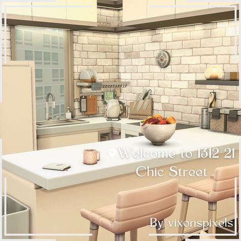 1312 21 Chic Street | Apartment Download | Patreon Sims 4 Content, Apartment Chic, Island Living, Cottage Living, City Living, Home Chef, The Sims 4, Sims Cc, The Sims