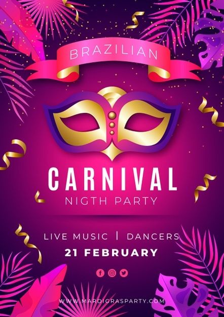 Carnival Poster Design, Flyer Carnaval, Carnival Poster, Carnival Design, Carnival Background, Carnival Dancers, Brazilian Carnival, Carnival Invitations, Brazil Carnival