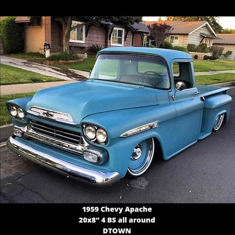 Detroit Steel Wheel Co. | D-Town Smoothies 57 Chevy Trucks, Jeep Pickup Truck, Chevy Apache, Chevrolet Apache, Lowered Trucks, Vintage Pickup Trucks, Blue Chrome, Chevy Pickup Trucks, Pick Up Trucks