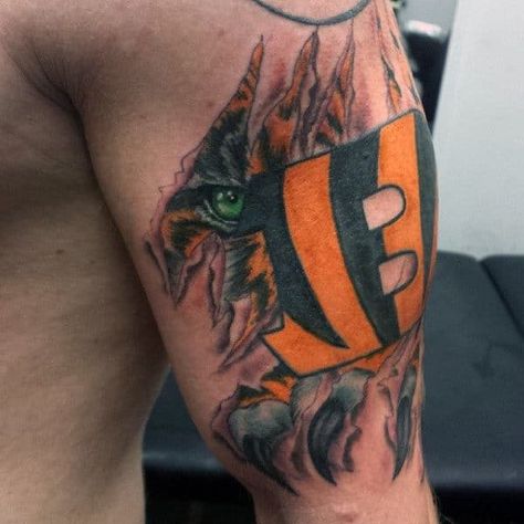 Nfl Logo Tattoo, Bengals Tattoo Cincinnati, Cincinnati Bengals Tattoo Ideas, Cincinnati Tattoo Ideas, Cincinnati Bengals Tattoo, Bengals Tattoo, Cincinatti Bengals, Football Tattoo, Cincinnati Bengals Football