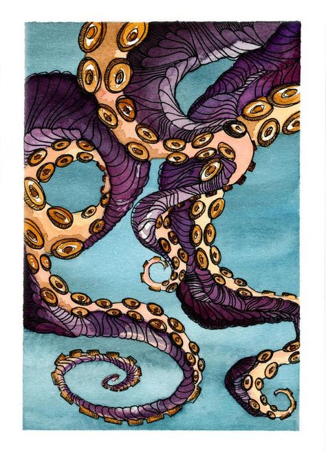 Watercolor Stationary, Handmade Stationary, Copic Marker Art, Building Illustration, Octopus Art, Original Watercolor Art, Watercolor Greeting Cards, Beautiful Greeting Cards, Marker Art