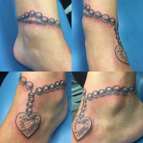 Esse Quam Videri. To be rather than to seem to be. Tattoo. Pearls. Realistic. Ankle Bracelet. Shadowing Pearl Bracelet Tattoo, Be Tattoo, Charm Bracelet Tattoo, Garter Tattoo, Prince Tattoos, Ankle Bracelet Tattoo, Bracelet Tattoo, Key Tattoos, Ankle Tattoos For Women