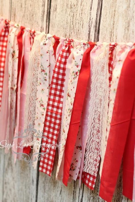 Fabric Strip Banner, Strawberry Shortcake Birthday, Berry First Birthday, Strawberry Shortcake Party, Strawberry Baby, 1st Birthday Party Themes, Strawberry Party, First Birthday Party Themes, Birthday Banners