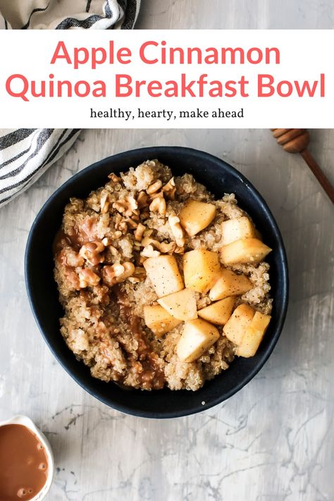 Quinoa Breakfast Bowl Healthy, Apple Cinnamon Quinoa Breakfast, Breakfast Quinoa Bowl, Apple Cinnamon Quinoa, Cinnamon Quinoa, Quinoa Oatmeal, Breakfast Quinoa, Quinoa Breakfast Bowl, Cinnamon Breakfast