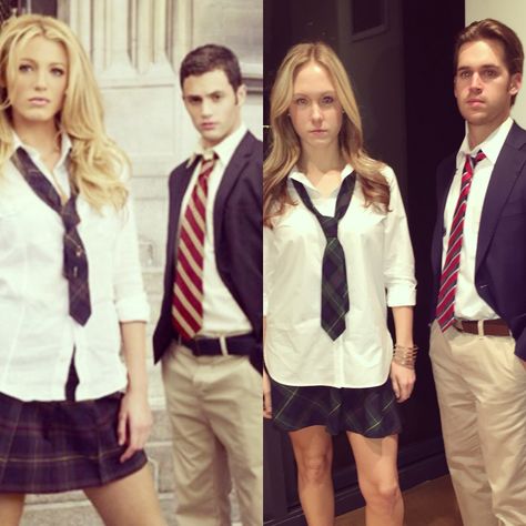 Serena And Dan Costume, Serena And Nate Costume, Serena And Dan, Gossip Girl Halloween Costume, Blair And Serena, Halloween Duos, Girls Halloween Outfits, Girl Couple, Trendy Halloween Costumes