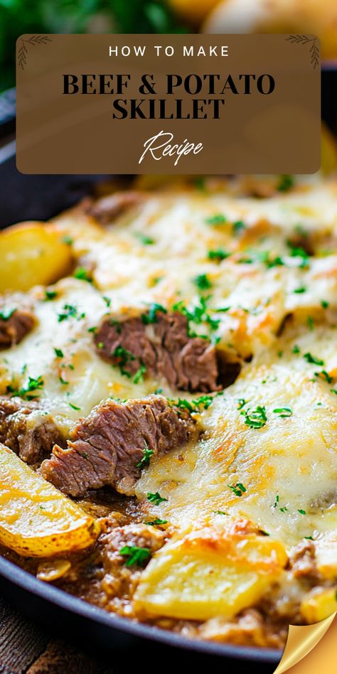 This Beef & Potato Skillet is a hearty, flavor-packed one-pan meal perfect for busy nights! Made with seasoned ground beef, tender potatoes, and savory spices, it’s an easy and comforting dish the whole family will love. Serve it on its own or with a fresh salad for a complete meal! 🥔🍖 Beef Potato Skillet, Meal Prep Ideas Vegetarian, Potato Skillet, Favorite Dinner Recipes, Best Dinner Ideas, Ground Beef And Potatoes, Skillet Potatoes, Seasoned Ground Beef, Beef And Potatoes