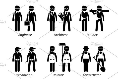 Engineer Woman, Woman Architect, Body Gestures, Female Engineer, Drawing Women, Business Friends, Construction Jobs, Character Reference, Logo Background