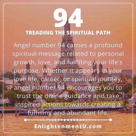 Angel number 94 carries a profound spiritual message related to personal growth, love, and fulfilling your life's purpose. Whether it appears in your love life, career, or spiritual journey, angel number 94 encourages you to trust the divine guidance and take inspired actions towards creating a fulfilling and abundant life. 151 Angel Number Meaning, True Purpose, Angel Number Meanings, Number Meanings, Angel Guidance, Spiritual Messages, Angel Numbers, Spiritual Path, Abundant Life