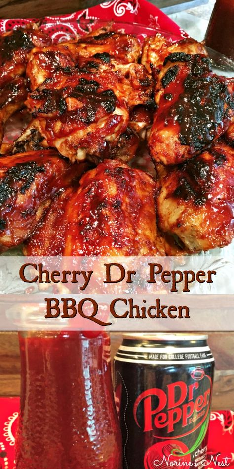 Dr Pepper Bbq Chicken, Cherry Dr Pepper, Pepper Bbq Sauce, Dr Pepper Bbq Sauce, Cherry Chicken, Chicken Grilled, Chicken Bbq, Grilled Chicken Recipes, Smoked Food Recipes