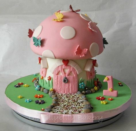 Fairy House Cake, Toadstool Cake, Fairy Garden Cake, Mushroom Cake, Fairy Birthday Cake, Fairy Theme Party, Fairy Mushroom, 6th Birthday Cakes, Fairy Garden Birthday Party