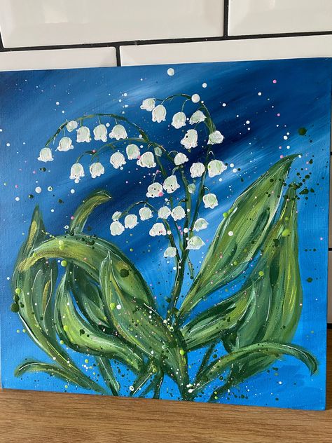 Hand painted on canvas board Lily Of The Valley Painting, Valley Painting, Flower Painting On Canvas, Valley Flowers, Canvas Board, Lily Of The Valley, Painting On Canvas, The Valley, Drawing Ideas