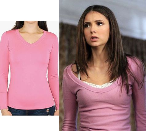 Elena Gilbert Pink Top, 90s Inspired Fashion, Kdrama Outfits, Pink Jumper, Thermal Top, Elena Gilbert, 90s Inspired, Ethereal Art, Casual Clothes