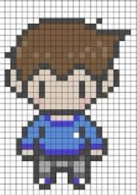 Omori Pixel Art Grid, Pixel Chibi, Pearl Beads Pattern, Easy Pixel Art, Pixel Art Grid, Pix Art, Kandi Patterns, Pixel Art Design, Pixel Pattern