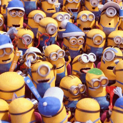 Minon's celebrate Minions Friends, Minions Images, Minion Characters, Minion Gif, Minion Banana, Minion Movie, The Minions, Minions Love, Cute Minions