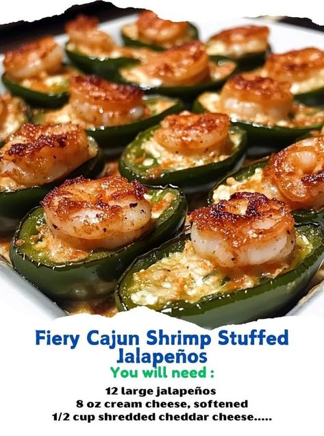 Air Fryer Recipes 👩‍🍳 | Fiery Cajun Shrimp Stuffed Jalapeños: A spicy, savory appetizer with a kick 🌶️🦐 | Facebook Cajun Shrimp Stuffed Jalapenos, Fiery Cajun Shrimp Stuffed Jalapenos, Cajun Shrimp Stuffed Jalapeños, Fiery Cajun Shrimp Stuffed Jalapeños, Shrimp Stuffed Jalapenos, Popper Recipes, Shrimp Snacks, Stuffed Jalapeños, Stuffed Jalapenos