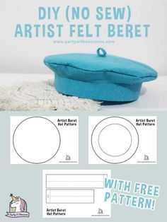 Doll Beret Pattern, Barbie Hats How To Make, Beret Diy Pattern, Diy Beret Hat, Beret Diy, Doll Hat Pattern, Dog Hat Pattern, Beret Hat Pattern, Topi Baret