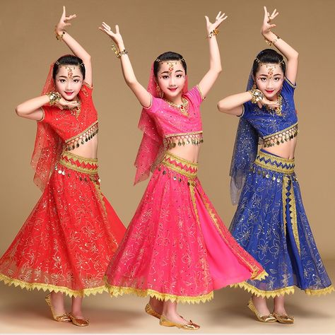 Professional Belly Dance Costume For Children Bellydance Wear Indian Style Bollywood Dance Costumes 5-pieces Bellydance Outfit Bollywood Dance Costumes, Kids Costumes Girls, Belly Dance Costume, Indian Dance, Bollywood Dance, Belly Dancing, Belly Dance Costumes, Dress Indian Style, Indian Bollywood