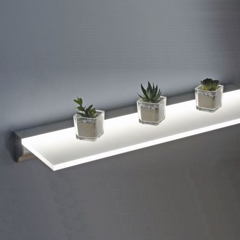 Led Shelf, Modern Floating Shelves, Sunglasses Display, Clinic Interior Design, Bathroom Installation, Bathroom Walls, Ideal Bathrooms, Long Shelf, Scent Diffuser